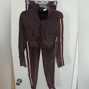 Womens Two Piece Glittery Jogging Suit. Size Small.